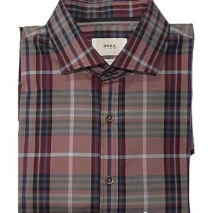 Brax Plaid Shirt Mens Size S 37/38 Button Down Hi Flex EasyCare Modern Fit 41#49